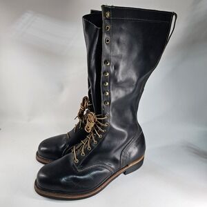 Vtg 70's Knapp Bros 11.5 EE Wide 17" Tall Logger Boots Steel Toe Military USA